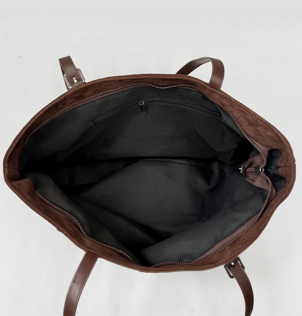 Studded Suede Tote with Adjustable Shoulder Straps