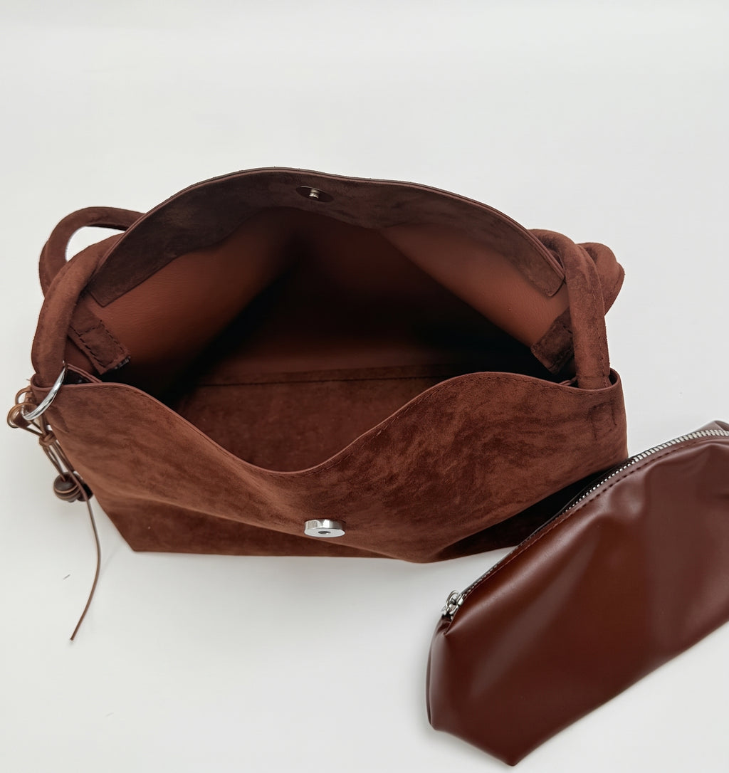 Vintage Suede Flap Shoulder Bag
