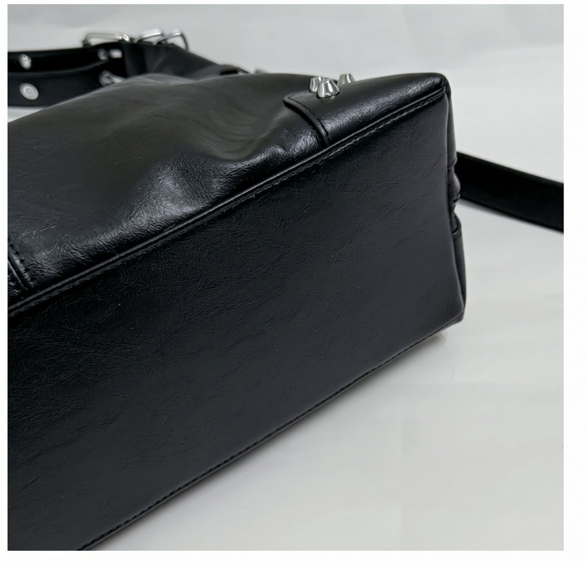 Slouchy Studded Hobo Bag with Buckle Details