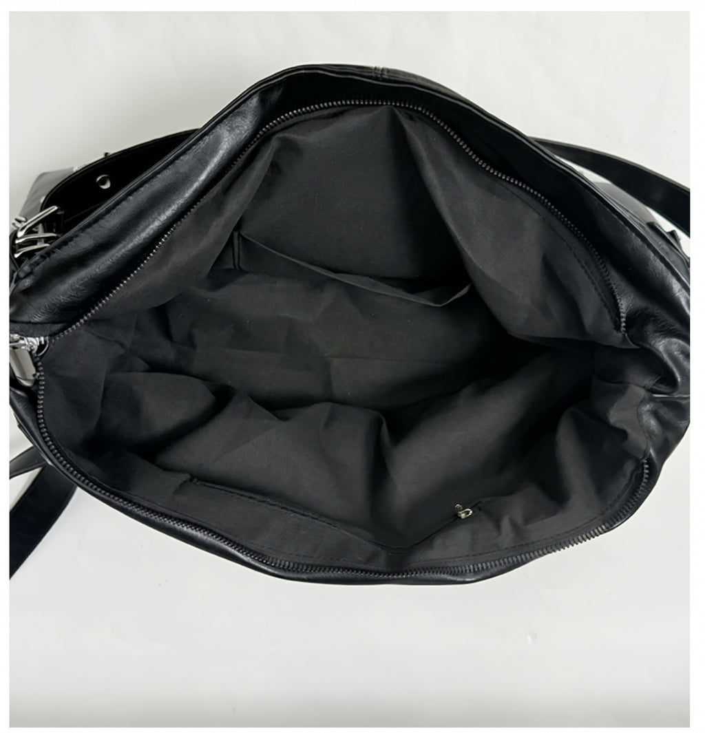 Slouchy Studded Hobo Bag with Buckle Details