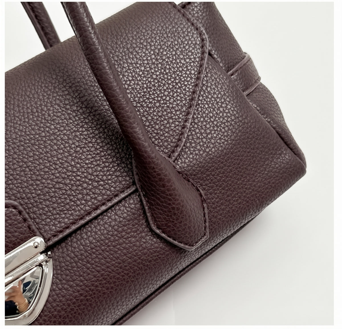 Structured East-West Shoulder Bag with Polished Clasp