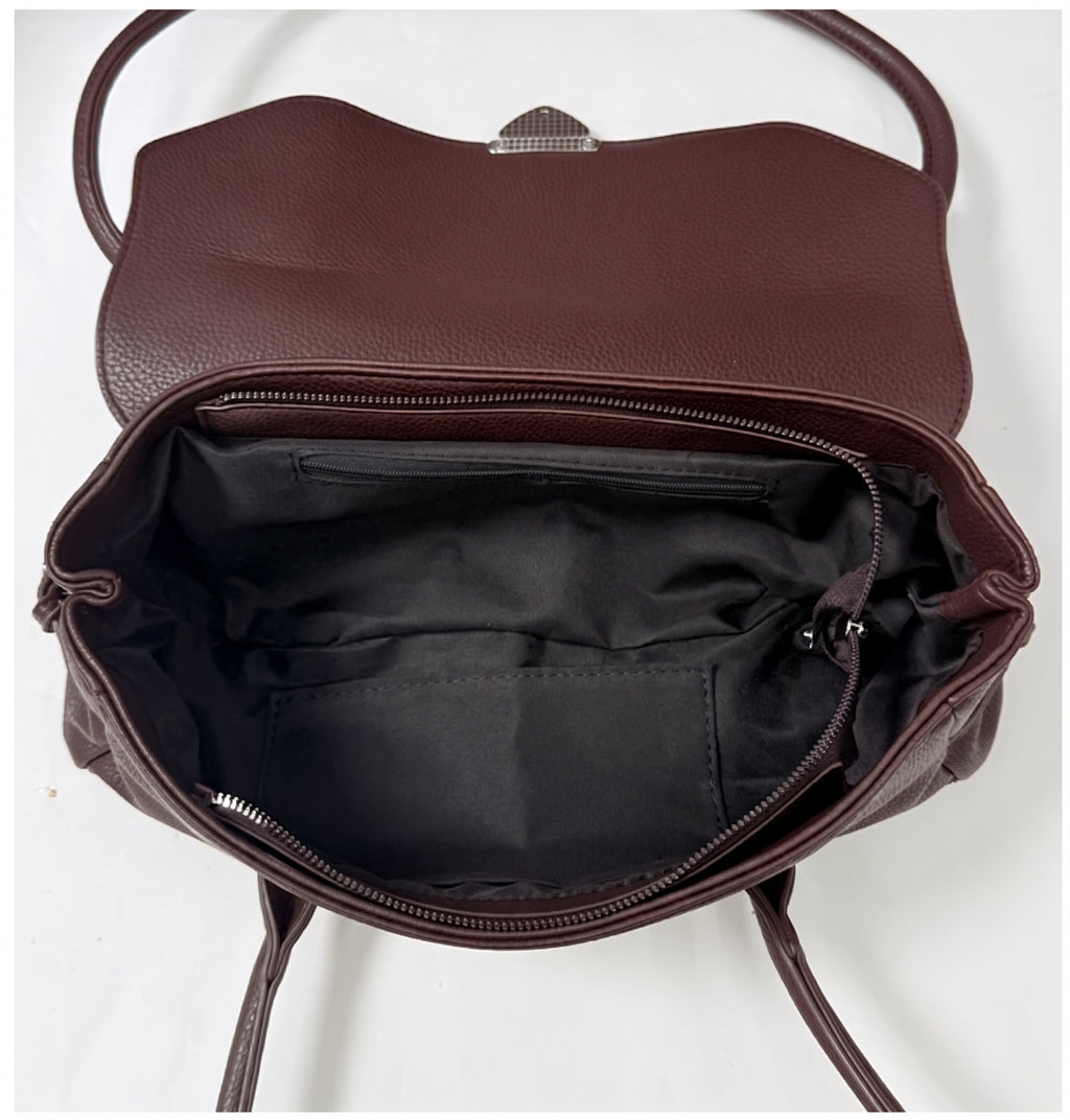 Structured East-West Shoulder Bag with Polished Clasp