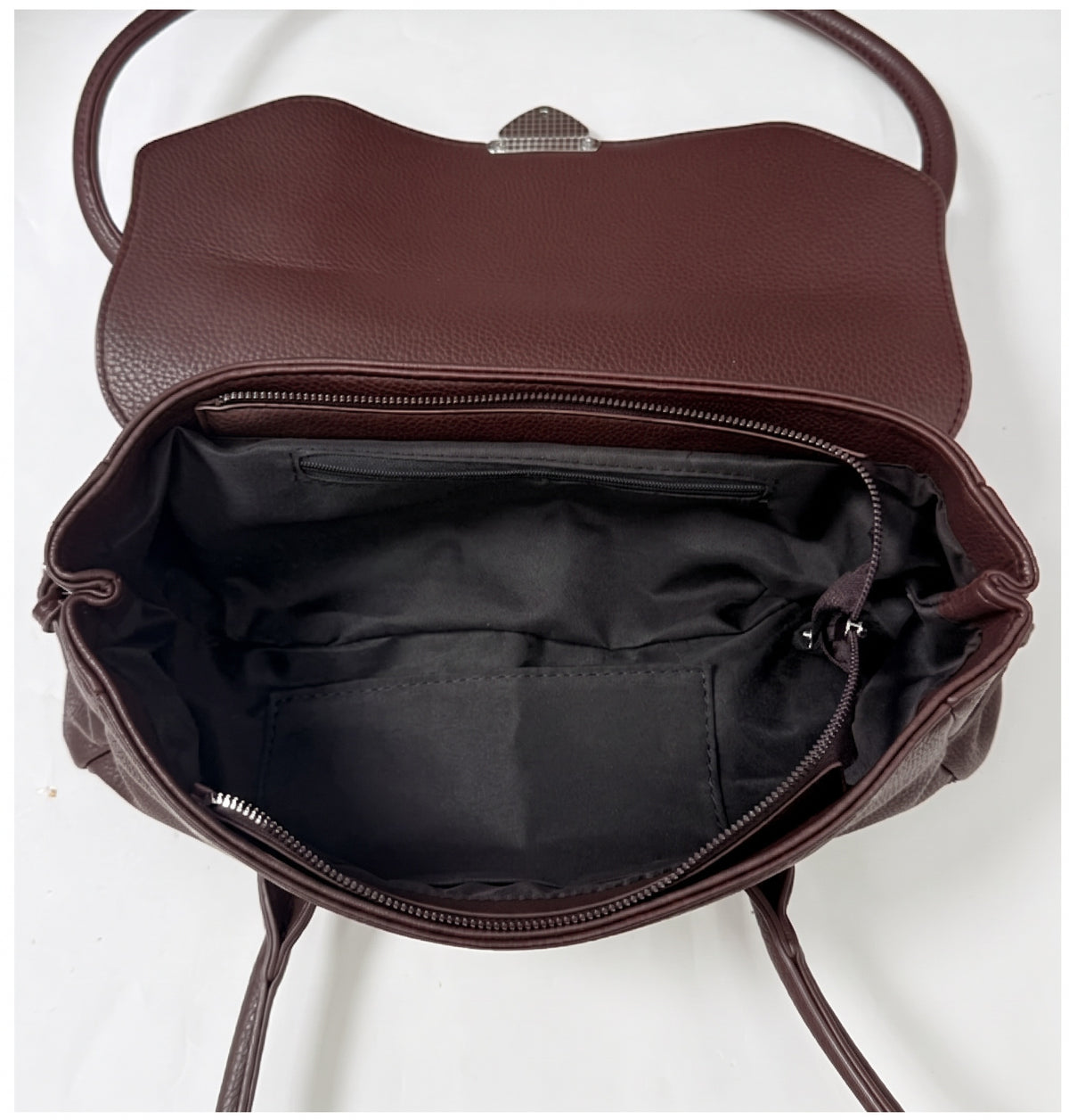 Structured East-West Shoulder Bag with Polished Clasp