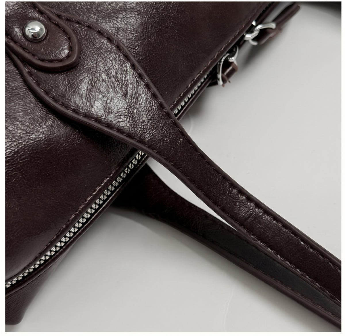Vintage East-West Barrel Shoulder Bag with Buckle Details