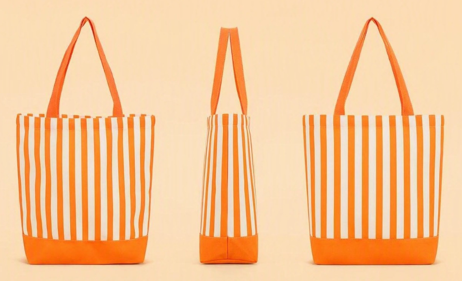 Striped Canvas Tote Bag