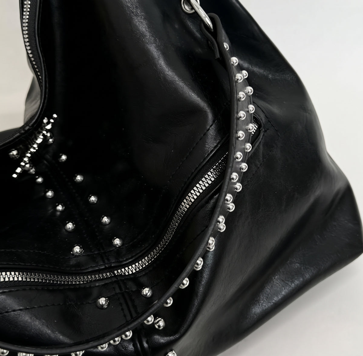 Vintage Studded PU Hobo Shoulder Bag