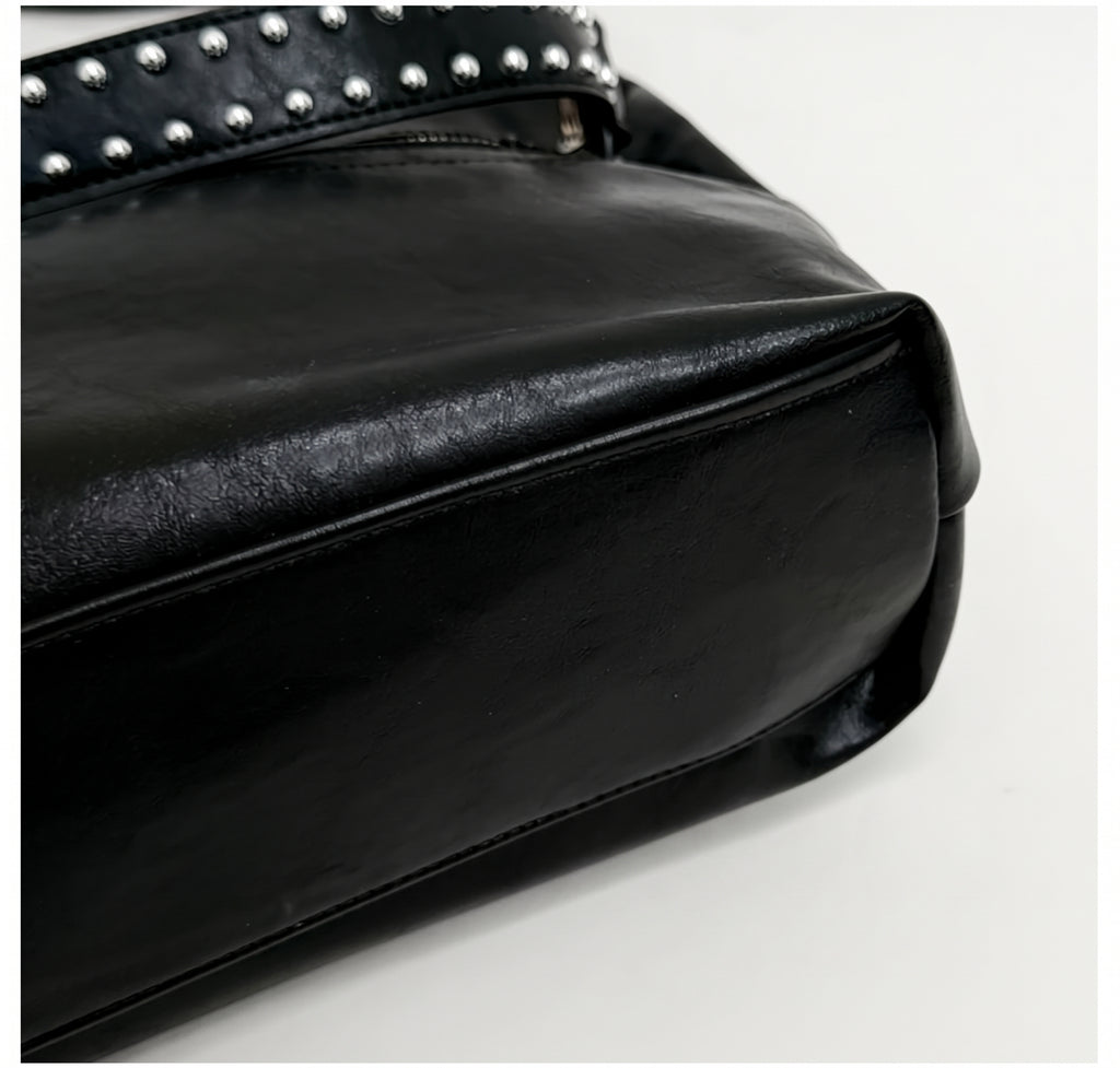 Vintage Studded PU Hobo Shoulder Bag