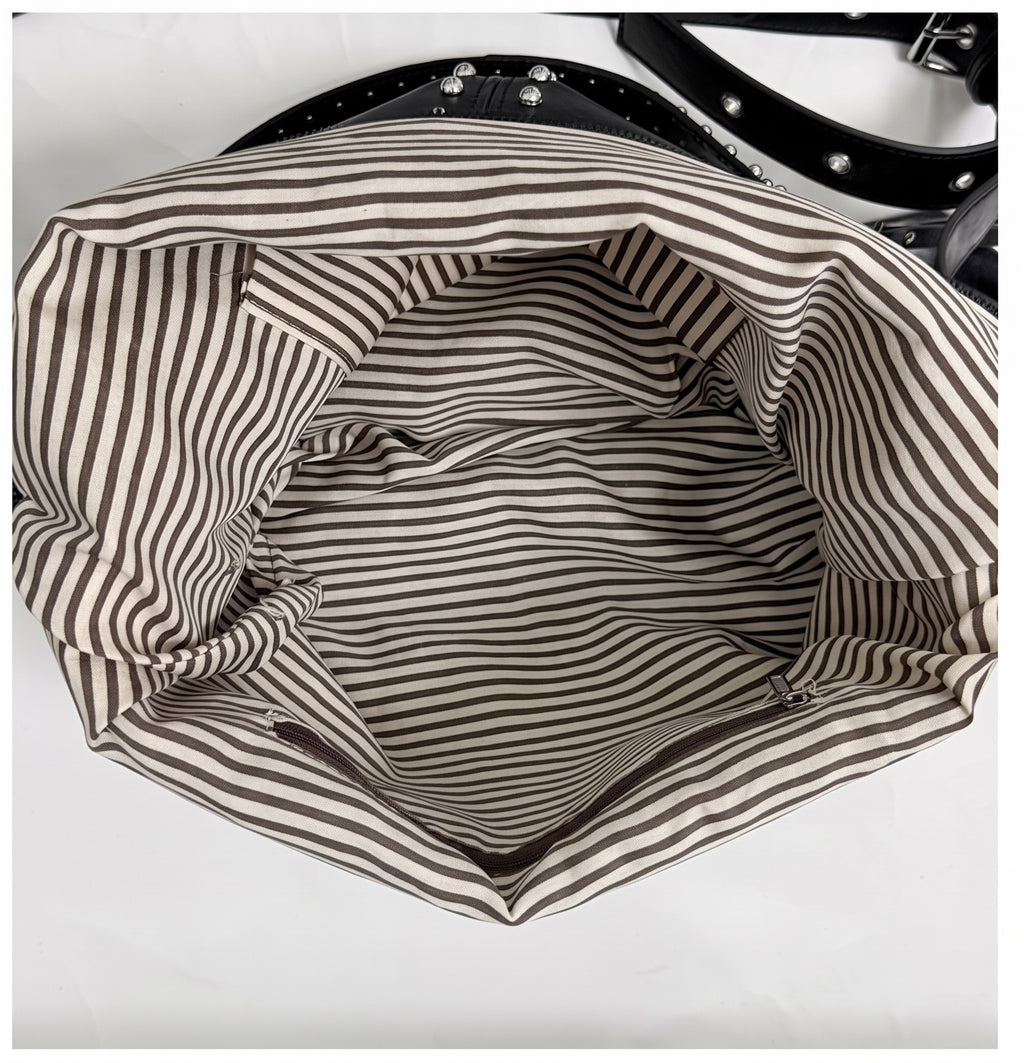 Vintage Studded PU Hobo Shoulder Bag