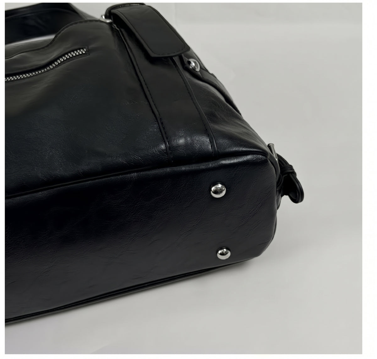 Vintage Shoulder Bag with Studded Heart Charm and Zipper