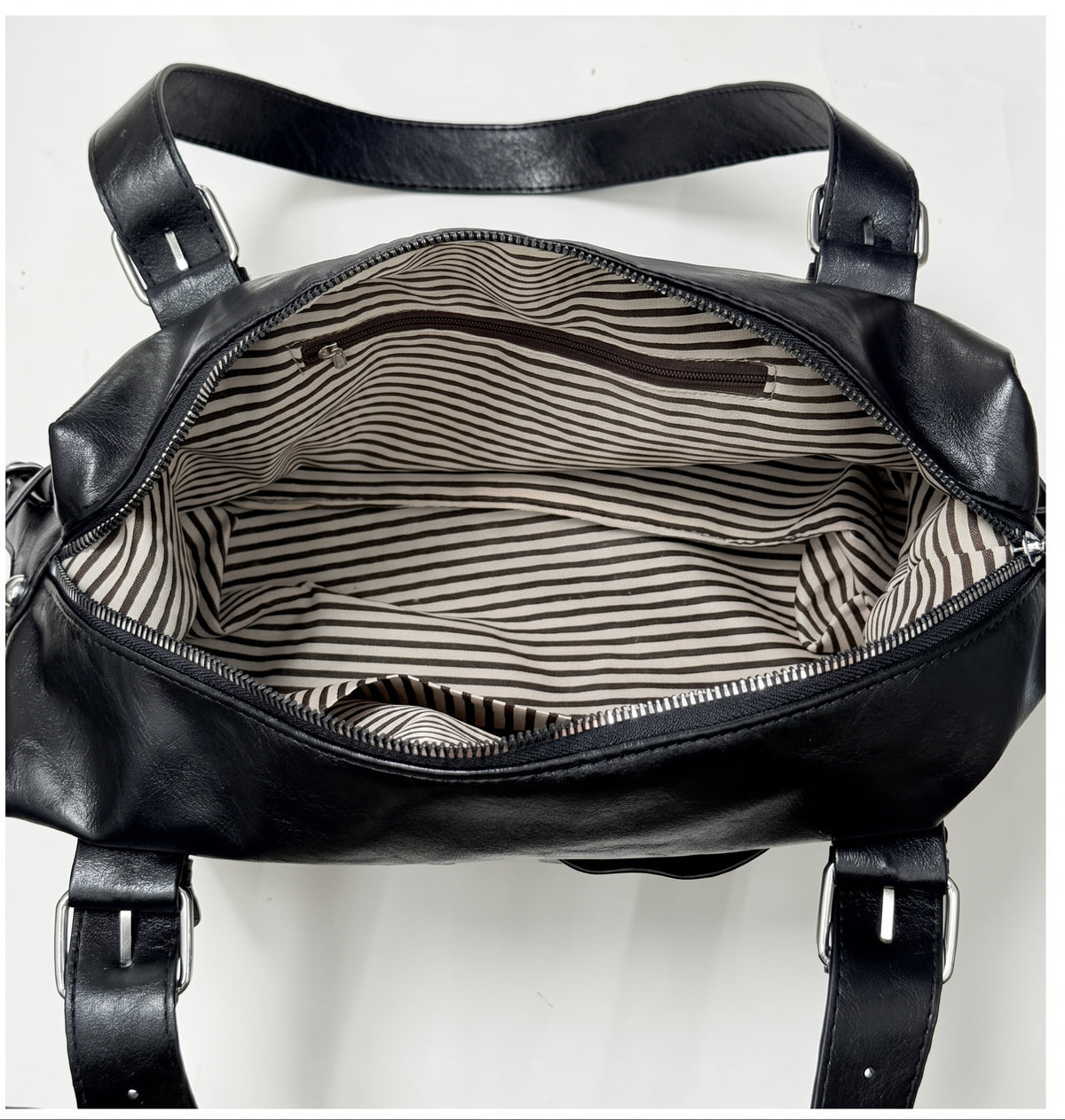 Vintage Shoulder Bag with Studded Heart Charm and Zipper