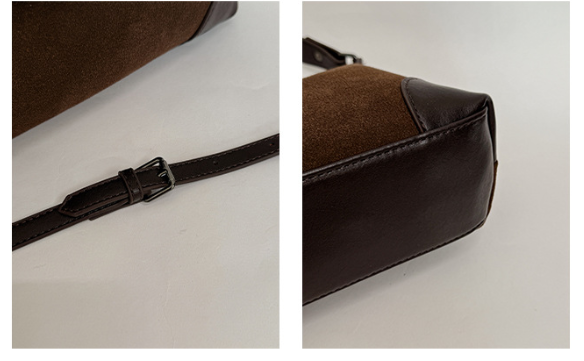 Vintage Suede Shoulder Bag with Turn-Lock