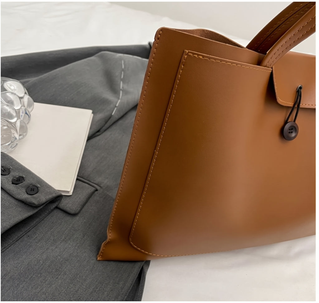 Minimalist Structured PU Leather Tote Bag