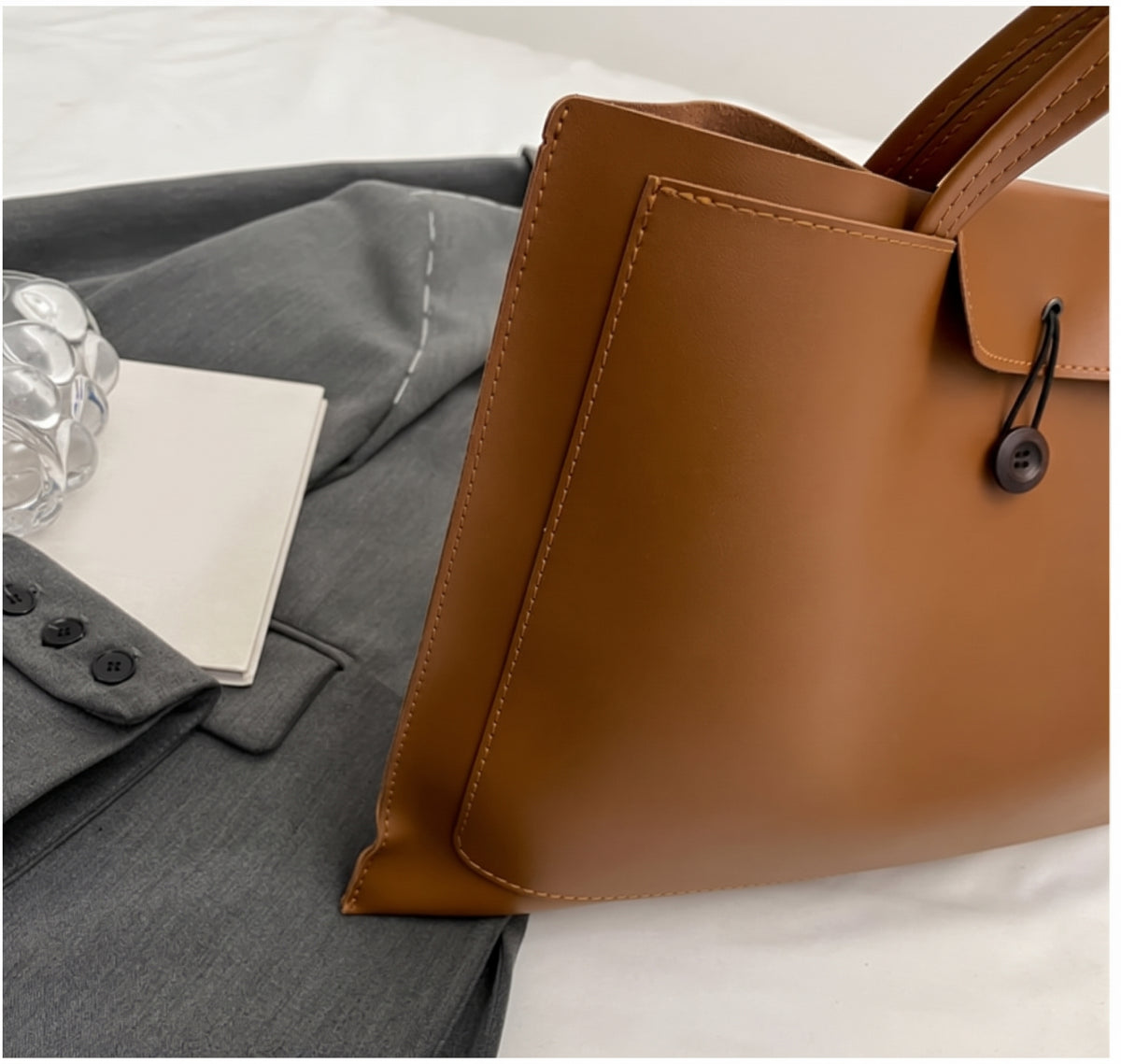 Minimalist Structured PU Leather Tote Bag