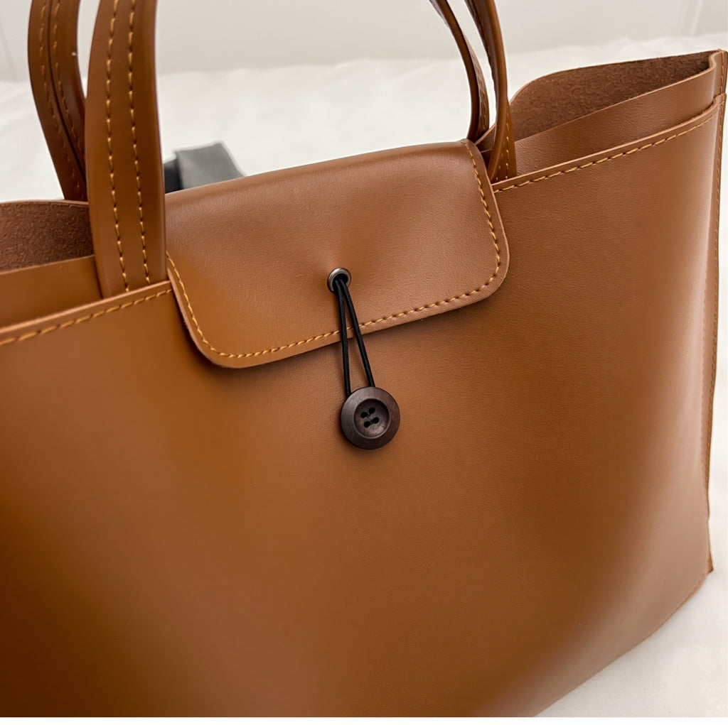 Minimalist Structured PU Leather Tote Bag