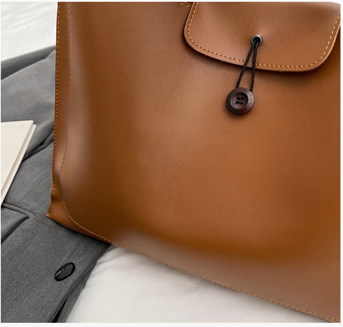 Minimalist Structured PU Leather Tote Bag