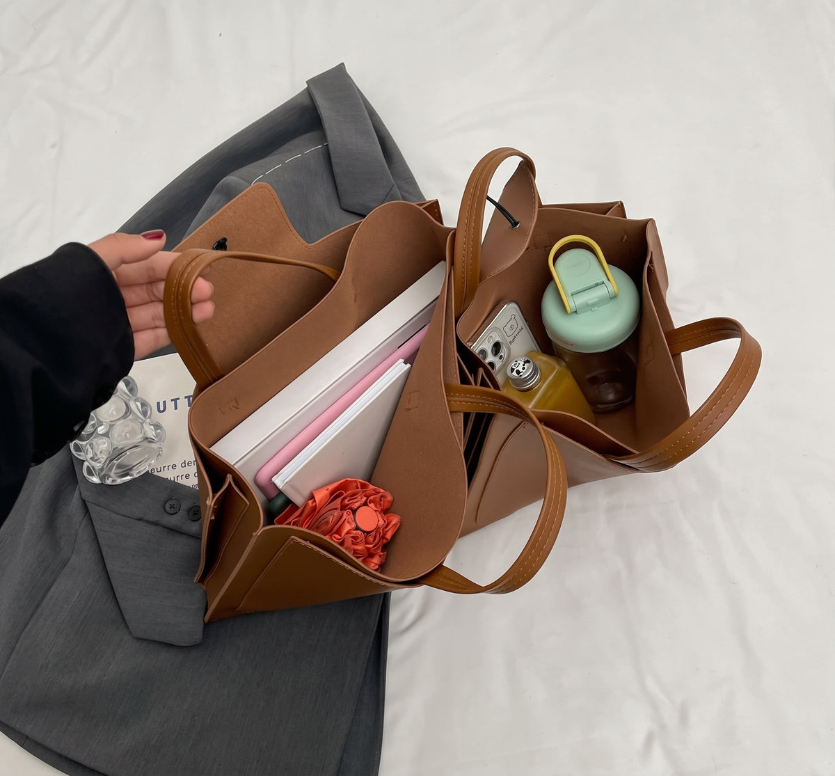 Minimalist Structured PU Leather Tote Bag