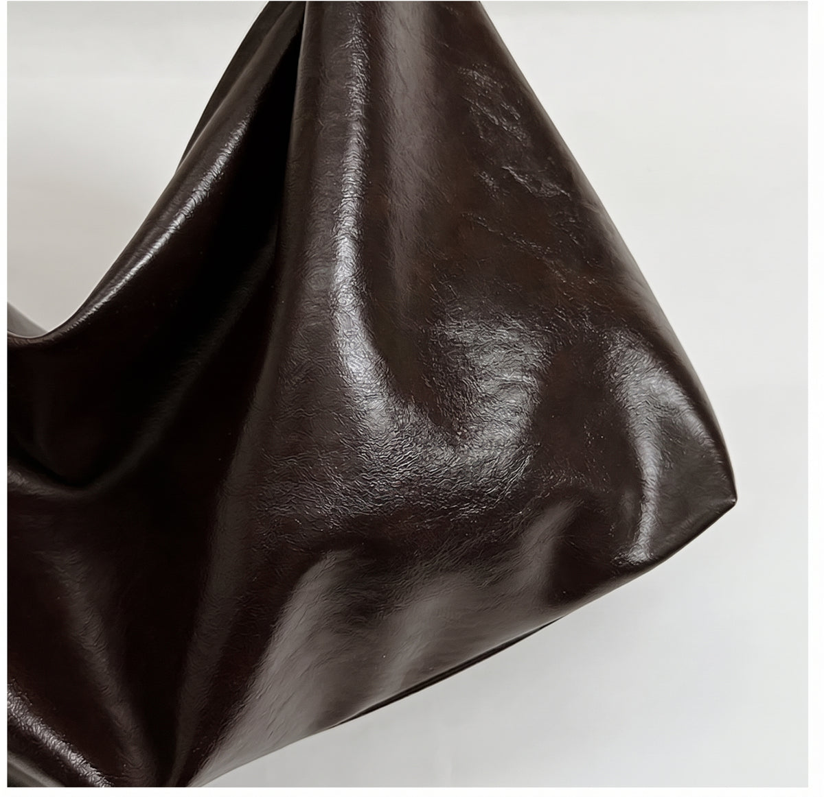 Slouchy PU Leather Hobo Bag with Statement Strap
