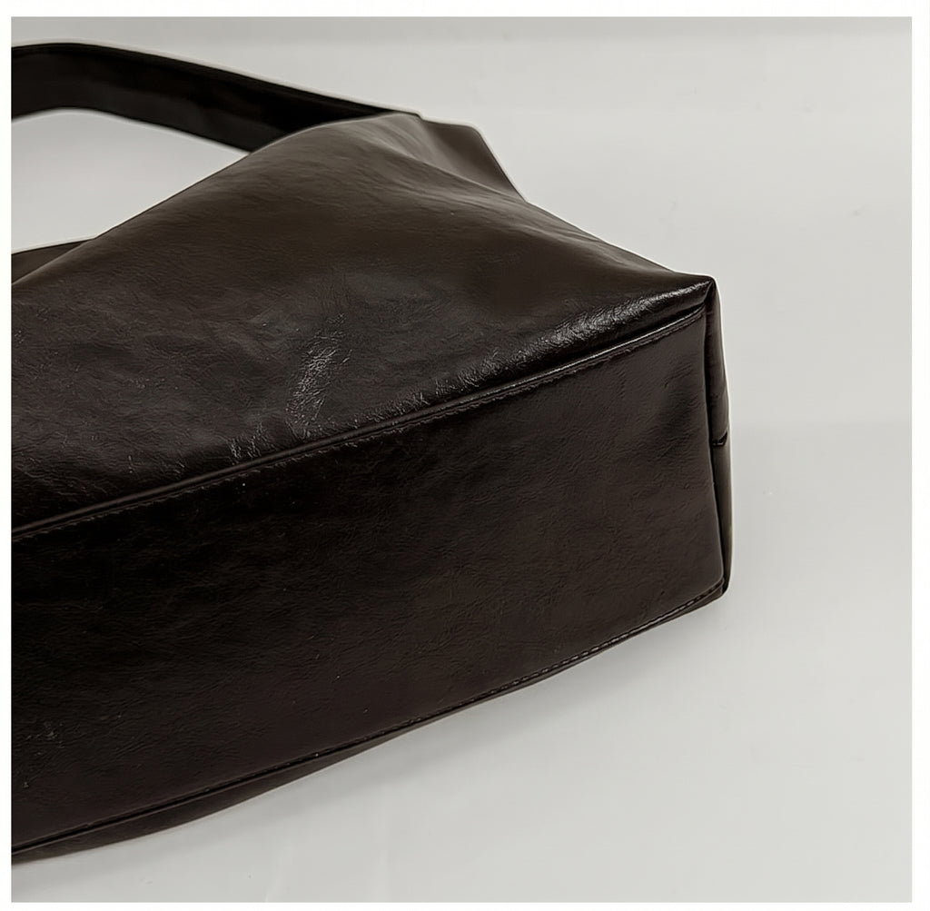 Slouchy PU Leather Hobo Bag with Statement Strap
