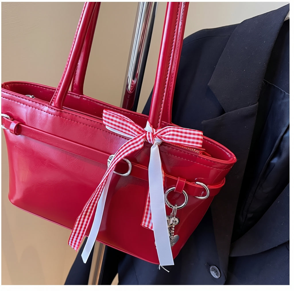 Sweet Mini Shoulder Bag with Bow Detail and Belt Buckle