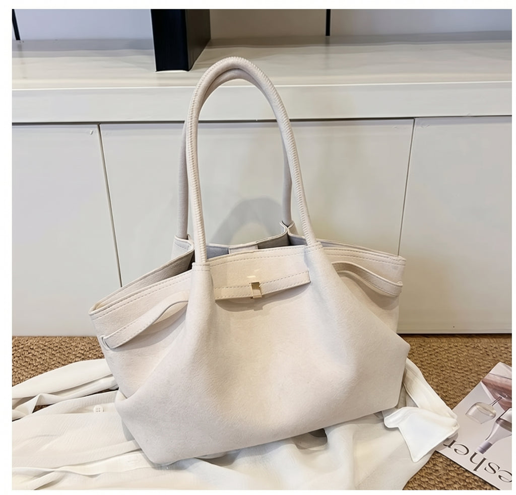 Soft Suede Tote with Chic Sculpted Silhouette