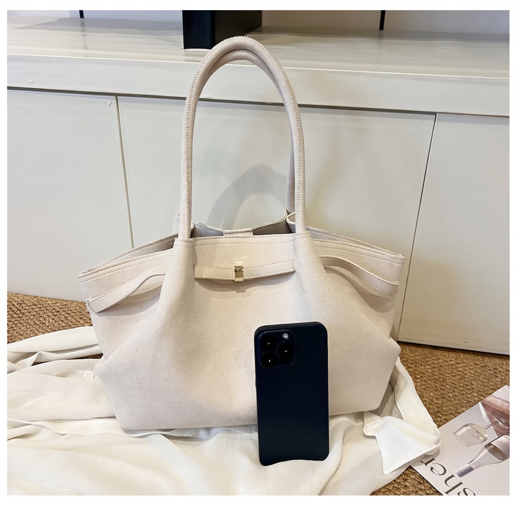 Soft Suede Tote with Chic Sculpted Silhouette