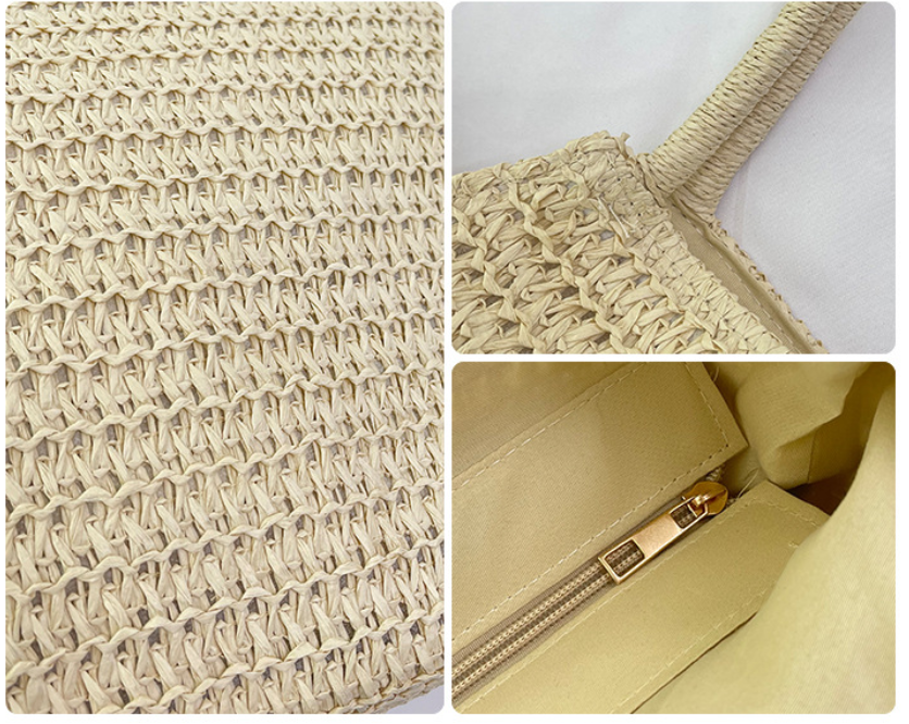 Woven Large Tote with Boho Tassel Charm