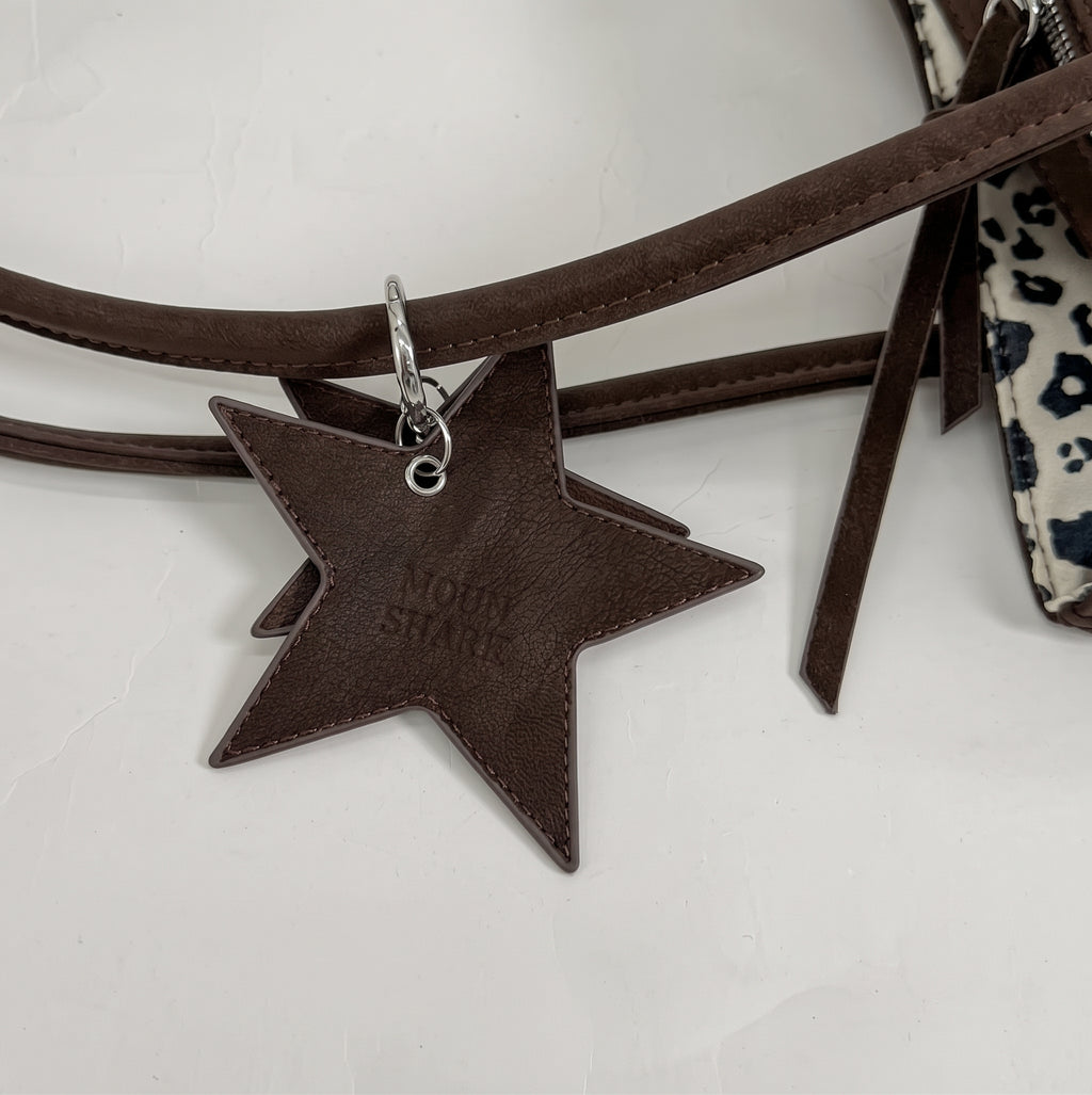 Vintage Star Charm Tote with Leopard Print Lining