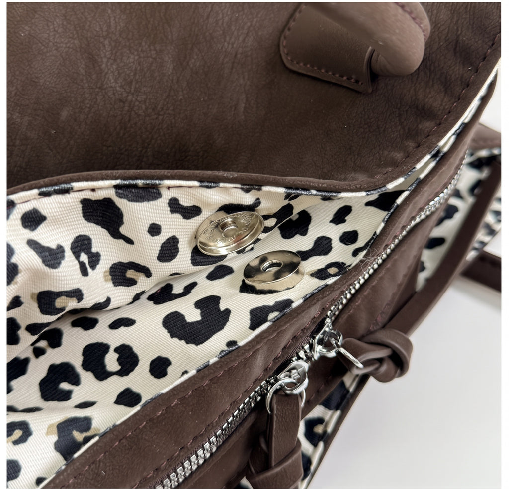 Vintage Star Charm Tote with Leopard Print Lining