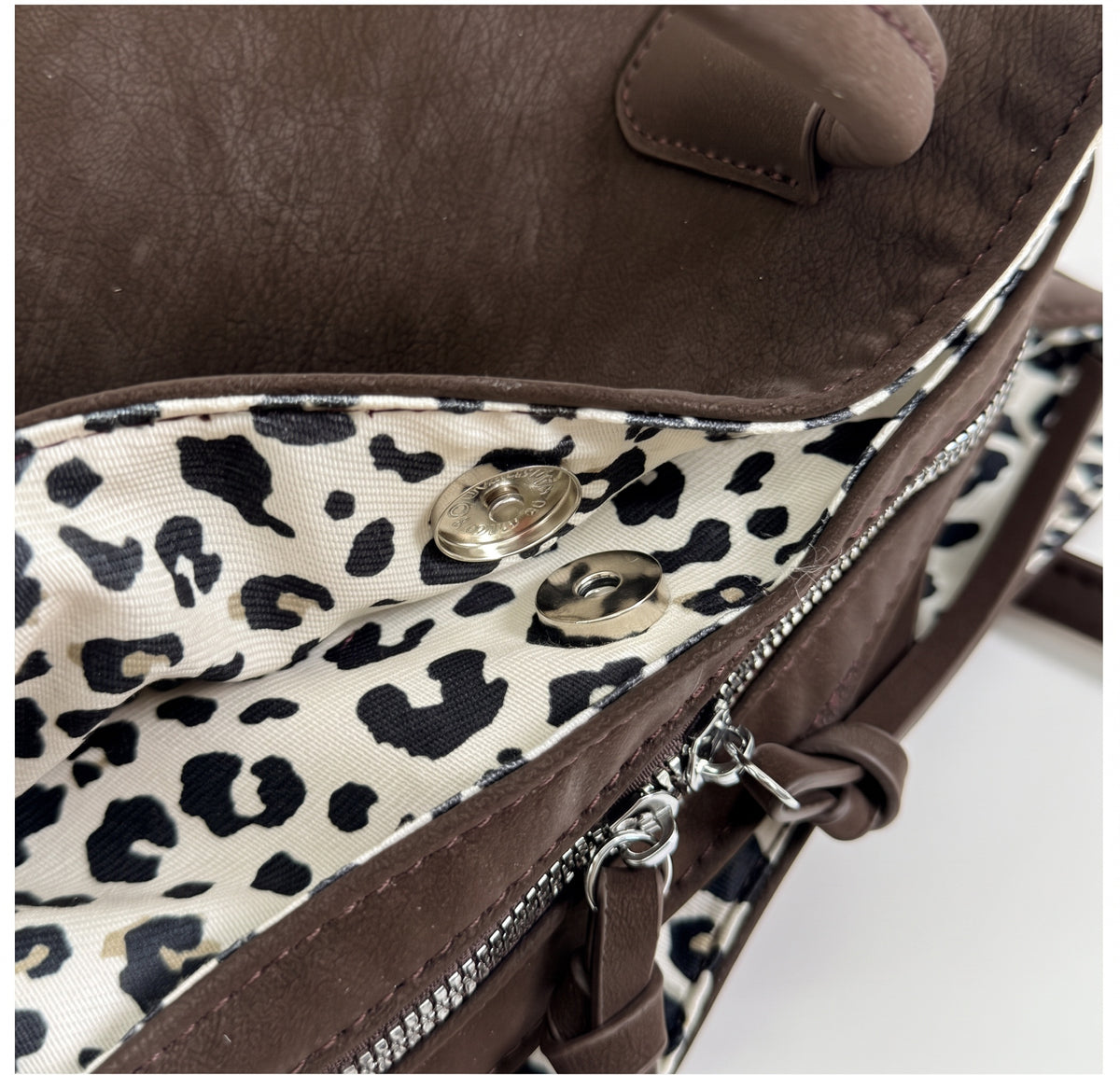 Vintage Star Charm Tote with Leopard Print Lining