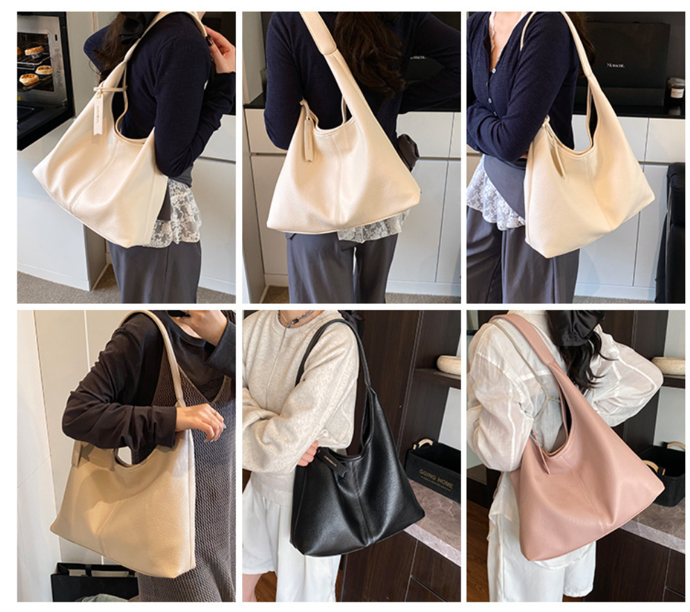 Minimalist Soft PU Leather Shoulder Tote Bag