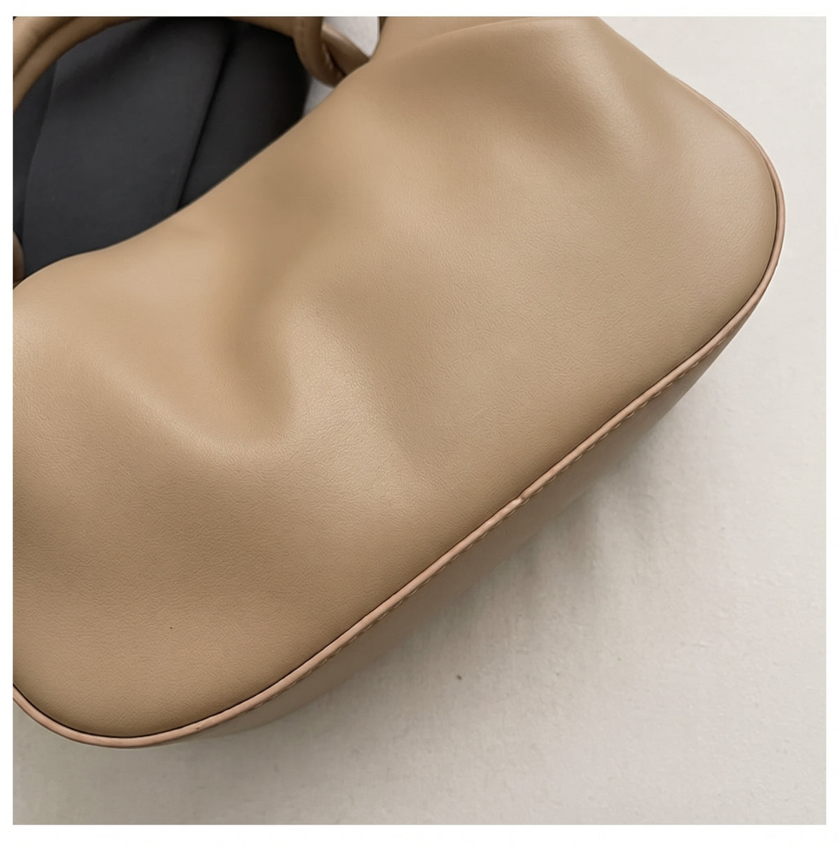 Soft PU Handbag with Knotted Handle and Crossbody Strap