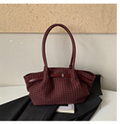 Vintage Suede Plaid Shoulder Tote Bag