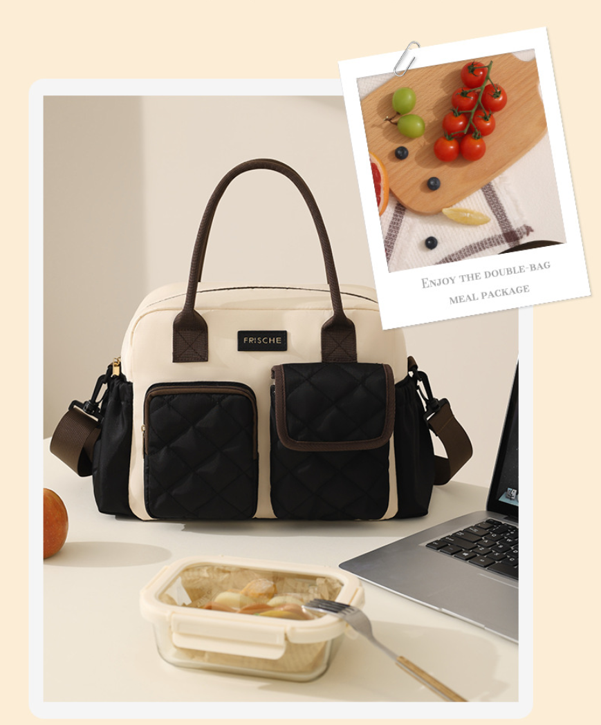Waterproof Insulated Double Pocket Lunch Tote Bag
