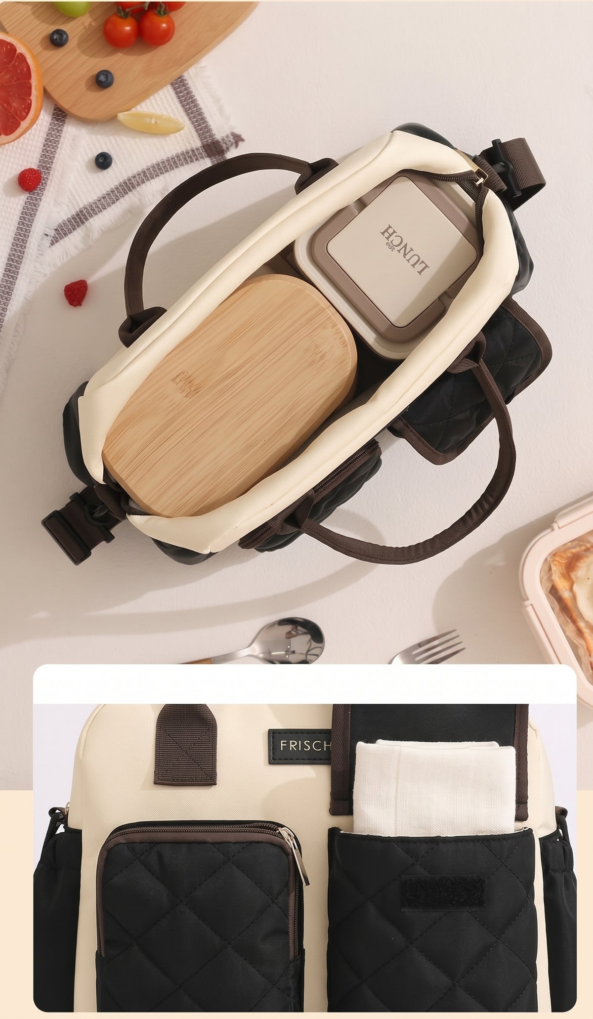 Waterproof Insulated Double Pocket Lunch Tote Bag
