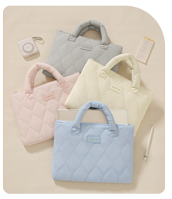 Waterproof Soft Quilted Padded Laptop Sleeve with Handles