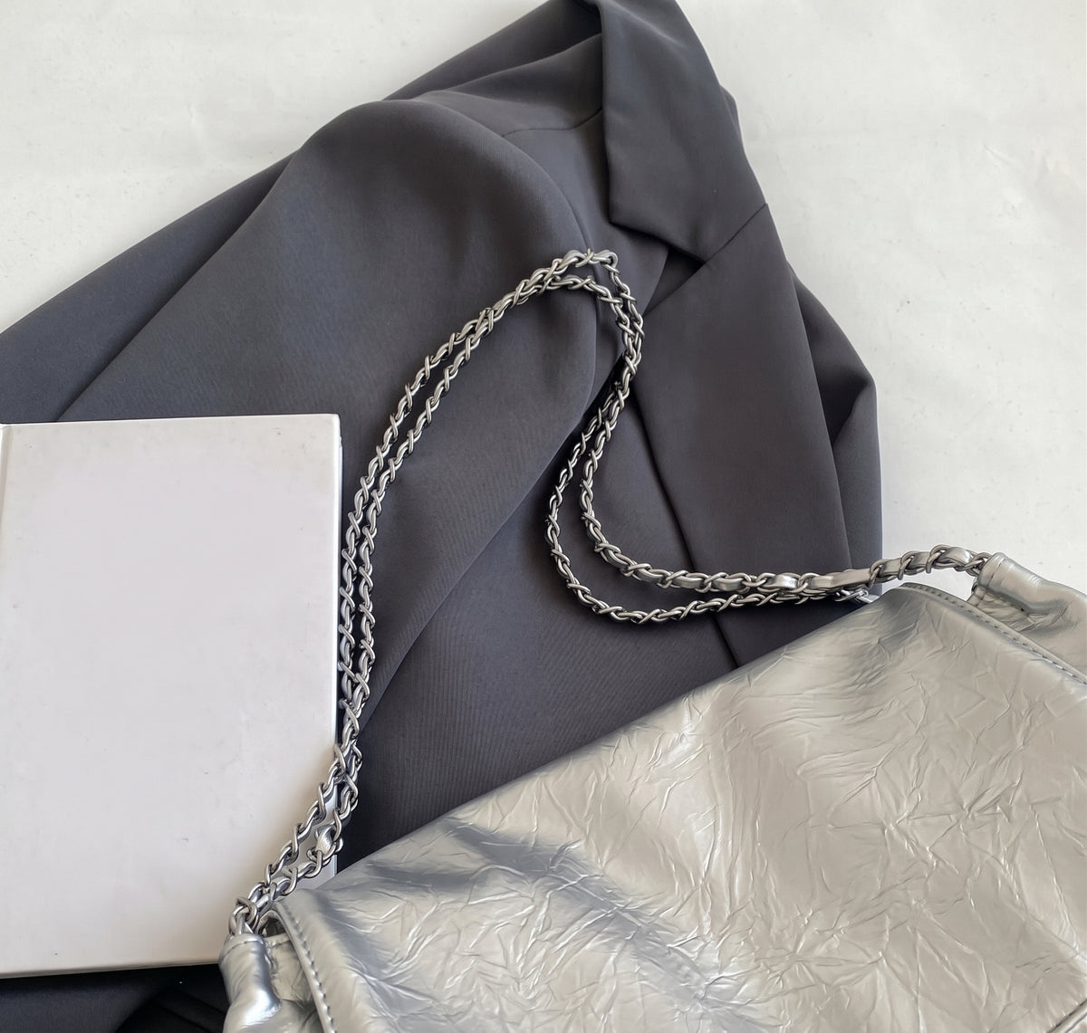 Slouchy Shoulder Bag with Metallic Chain Strap