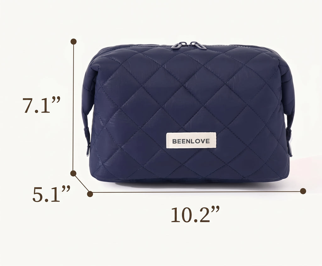 Waterproof Nylon Quilted Makeup and Cosmetic Bag