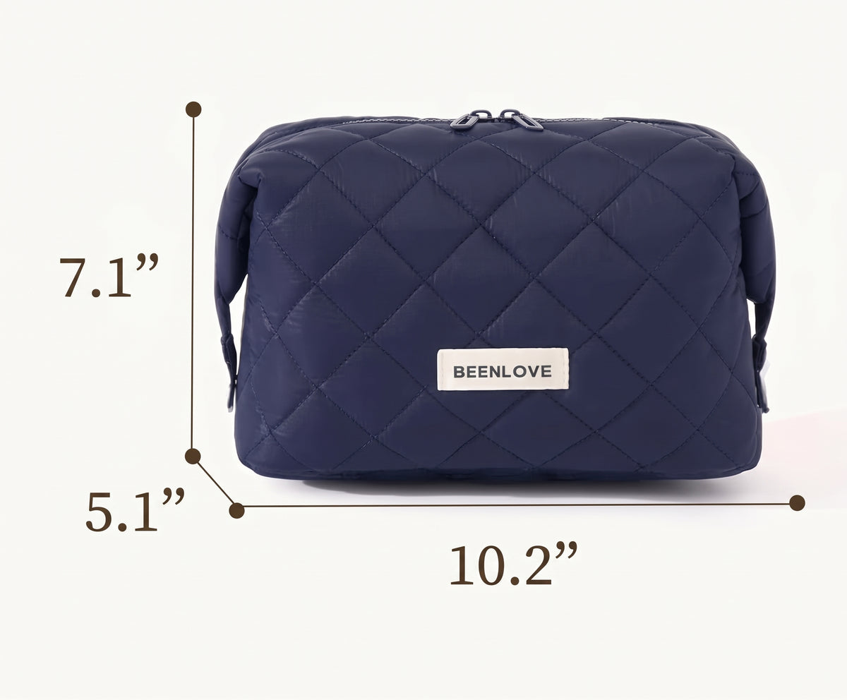 Waterproof Nylon Quilted Makeup and Cosmetic Bag