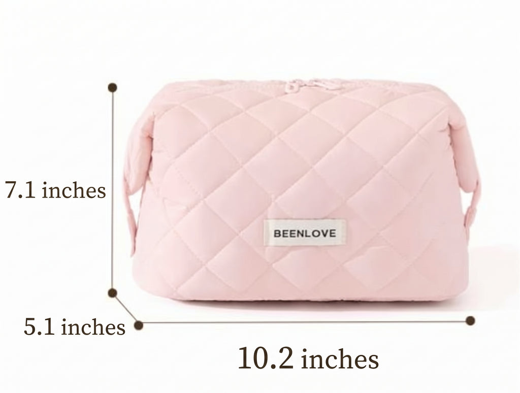 Waterproof Nylon Quilted Makeup and Cosmetic Bag
