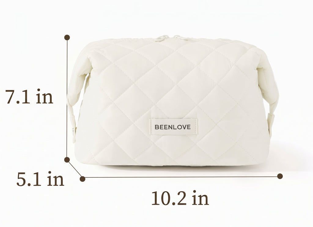 Waterproof Nylon Quilted Makeup and Cosmetic Bag