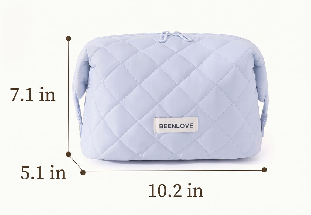 Waterproof Nylon Quilted Makeup and Cosmetic Bag