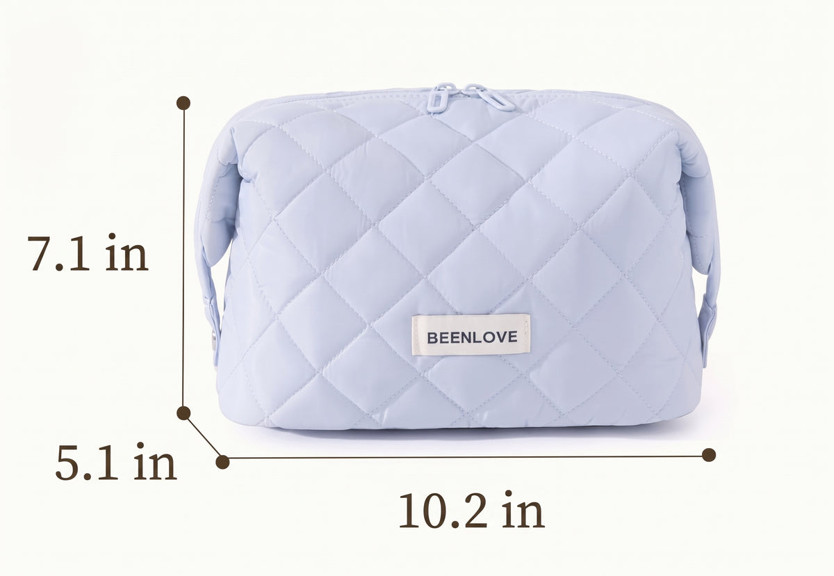 Waterproof Nylon Quilted Makeup and Cosmetic Bag