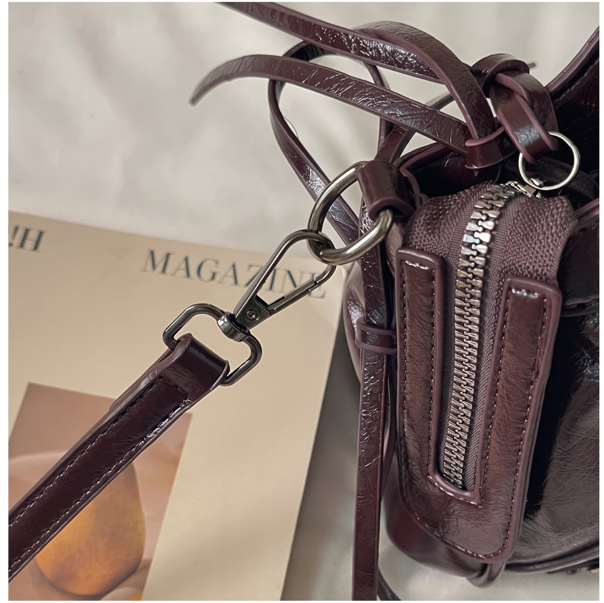 Y2K Studded PU Shoulder Bag with Buckle Details
