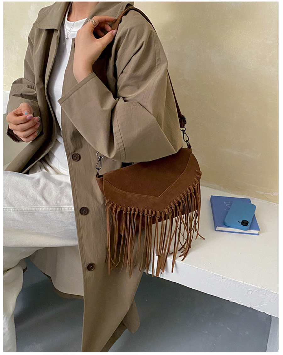 Western Fringe Crossbody Bag with Envelope Flap