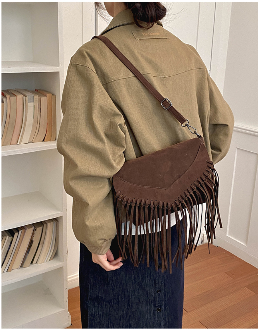 Western Fringe Crossbody Bag with Envelope Flap