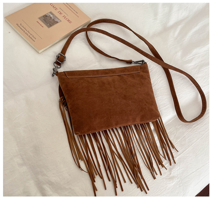 Western Fringe Crossbody Bag with Envelope Flap