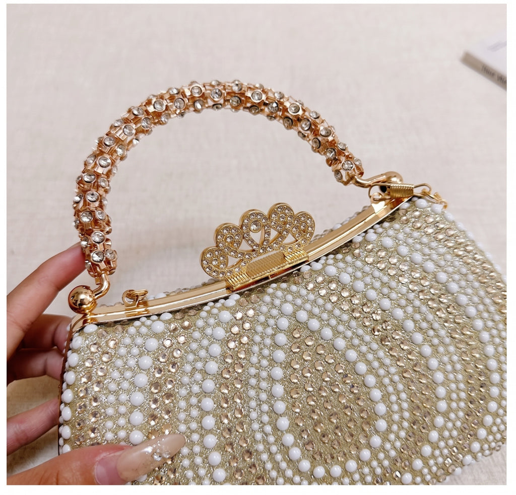 Shining Rhinestone Clutch Bag with Chain Strap