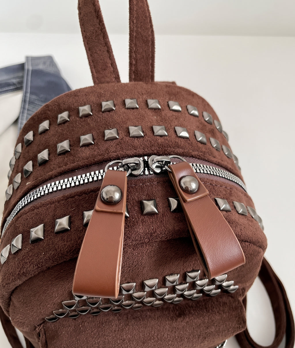 Vintage Studded Mini Suede Backpack
