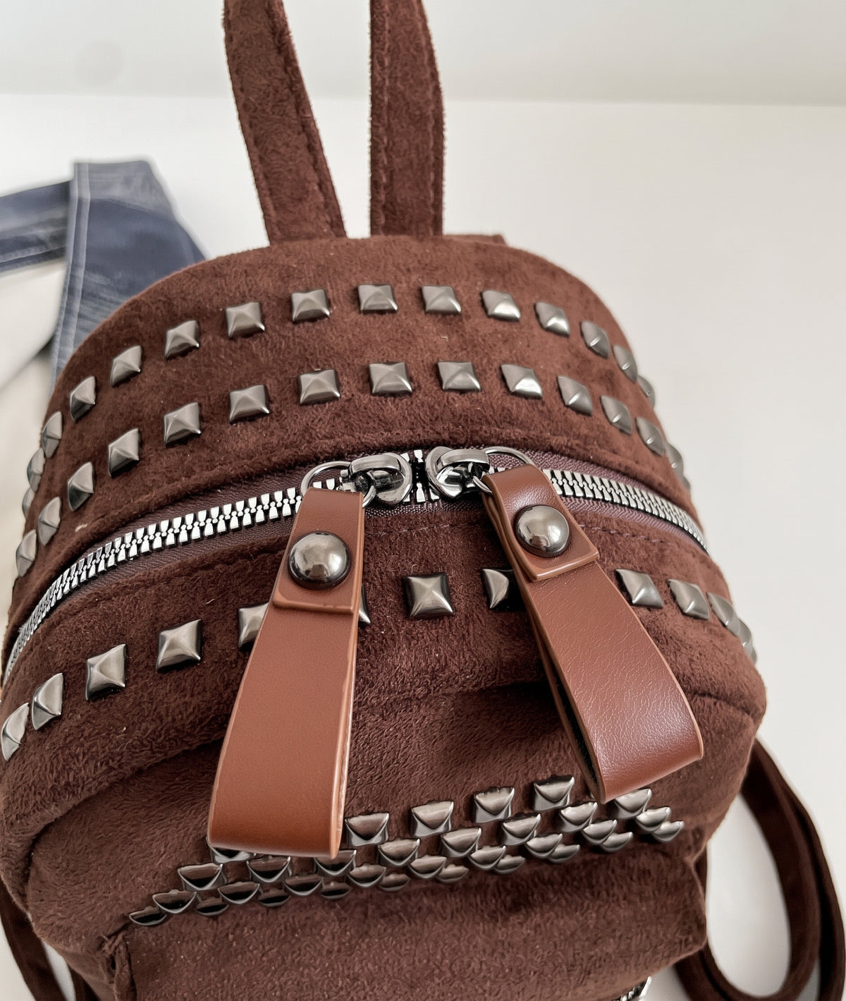 Vintage Studded Mini Suede Backpack