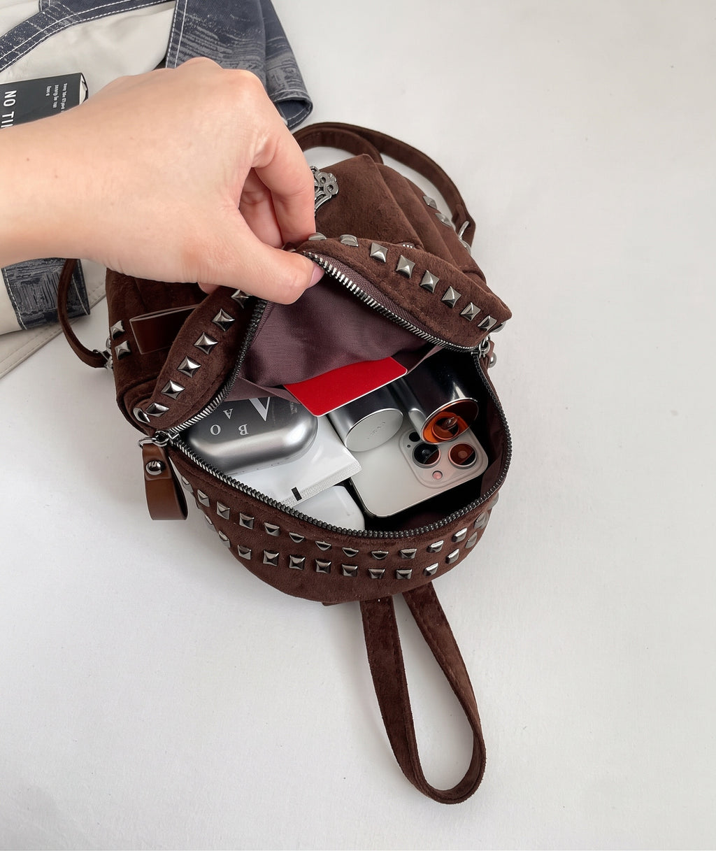 Vintage Studded Mini Suede Backpack